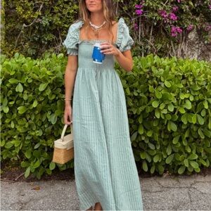 Hill House Scarlett Midi - sage green tonal seersucker NWOT